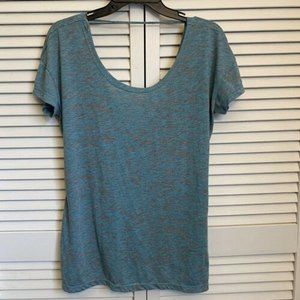 Idealogy Womens Blouse Size Medium Green Open Back Short Sleeve